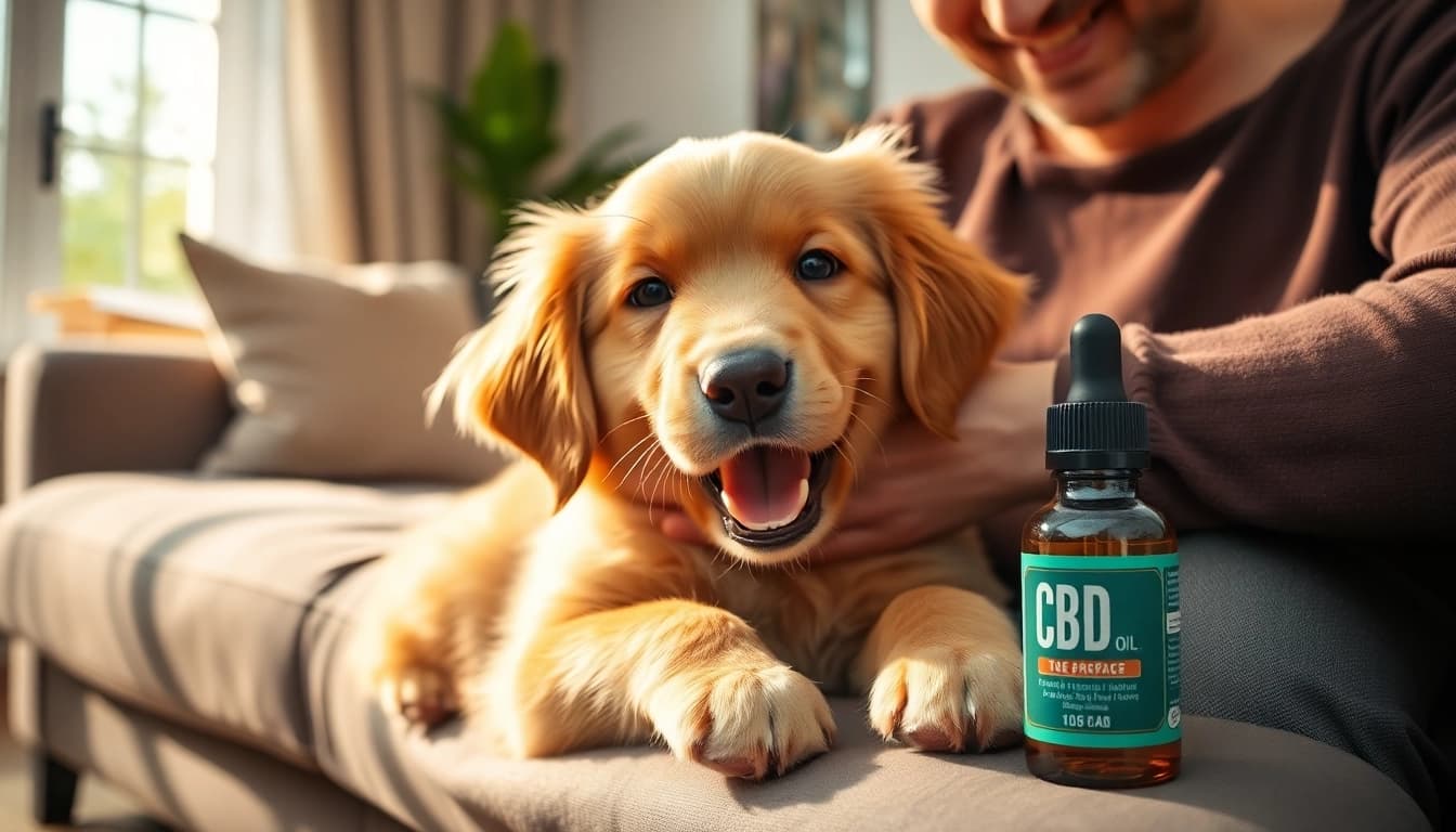 Enhance your dog's well-being with CBD Oil For Dog in a cozy home setting.