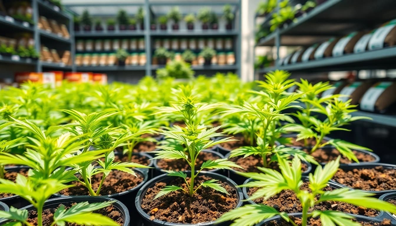 Cultivating plants in an australian cannabis seedbank environment, vibrant seedlings nurturing growth.