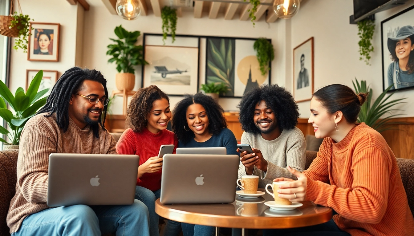 Find local OnlyFans creators connecting in a warm café environment, showcasing creativity and collaboration.