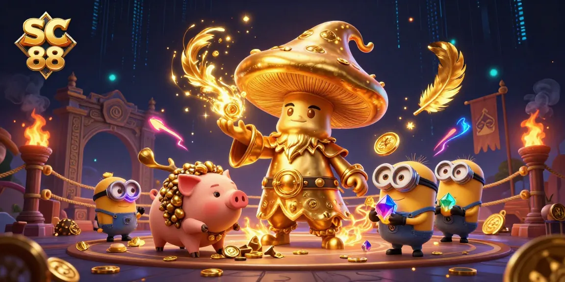 Experience thrilling action at SC 88 casino with enchanting characters and golden treasures swirling around.