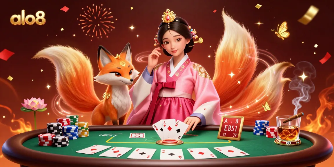 Engage in thrilling poker action with eloquent Asian charm at alo8, featuring vibrant characters at the poker table.