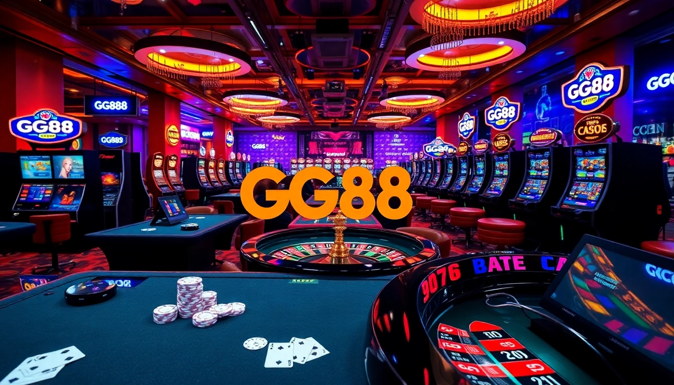 Gamble successfully with GG88 at a vibrant casino featuring exciting slot machines and gaming tables.