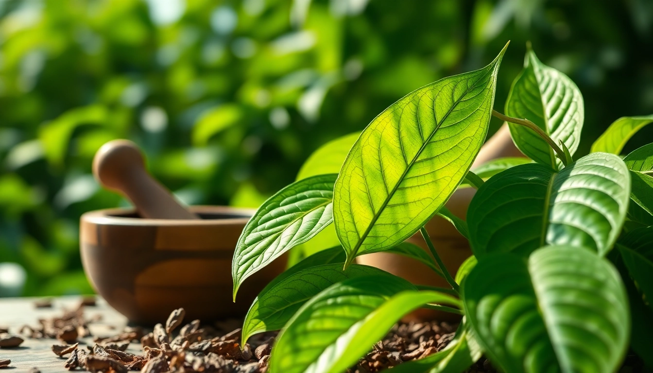 Kratom leaves fresh in a serene setting highlighting texture and natural beauty.
