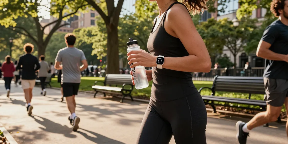 Jam tangan pintar Fitbit Luxe digunakan saat jogging di taman kota, https://www.polarfitbitshop.com/fitbit-luxe/ menjadi pilihan stylish untuk kesehatan.
