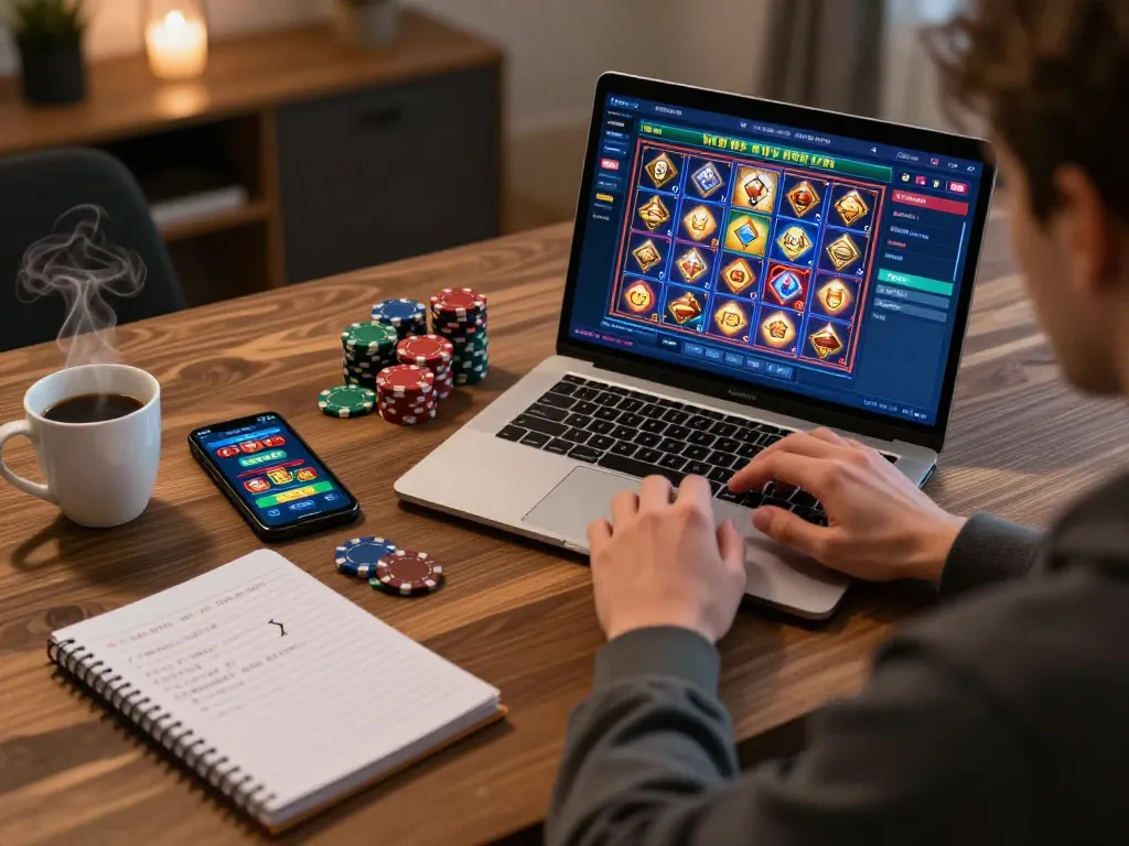 Engaging online slot deposit 10rb gameplay scene with dynamic interface and strategic notes