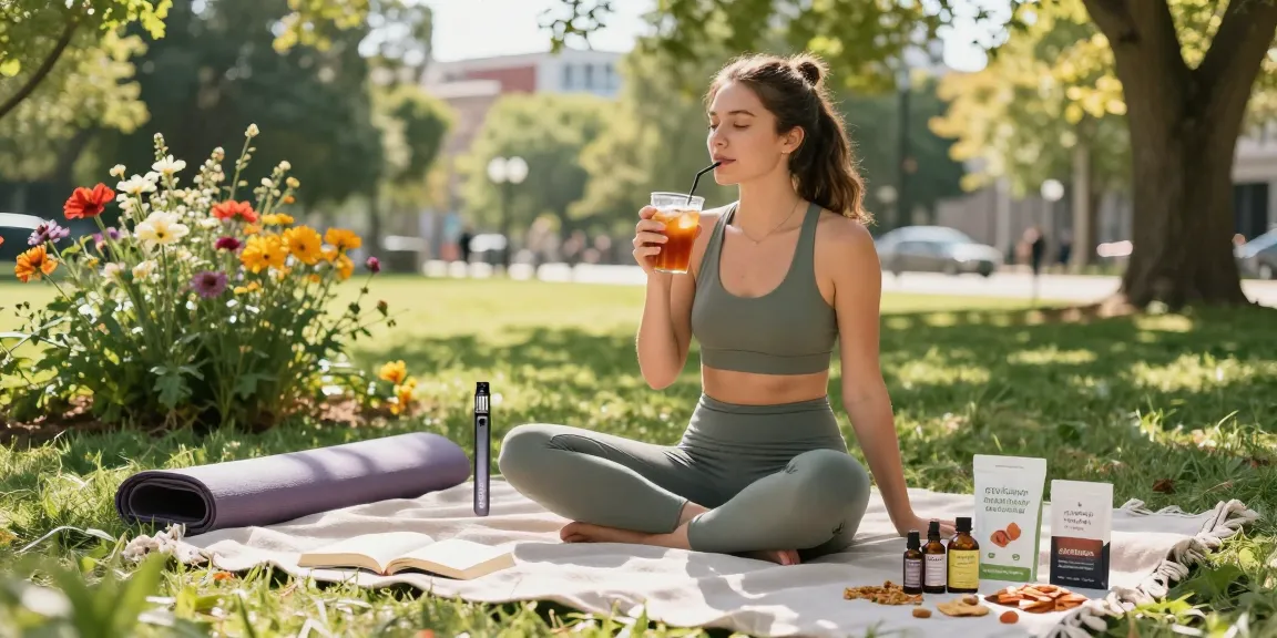Discover properloud in this vibrant outdoor scene featuring CBD-infused drinks, wellness products, and a relaxing atmosphere.