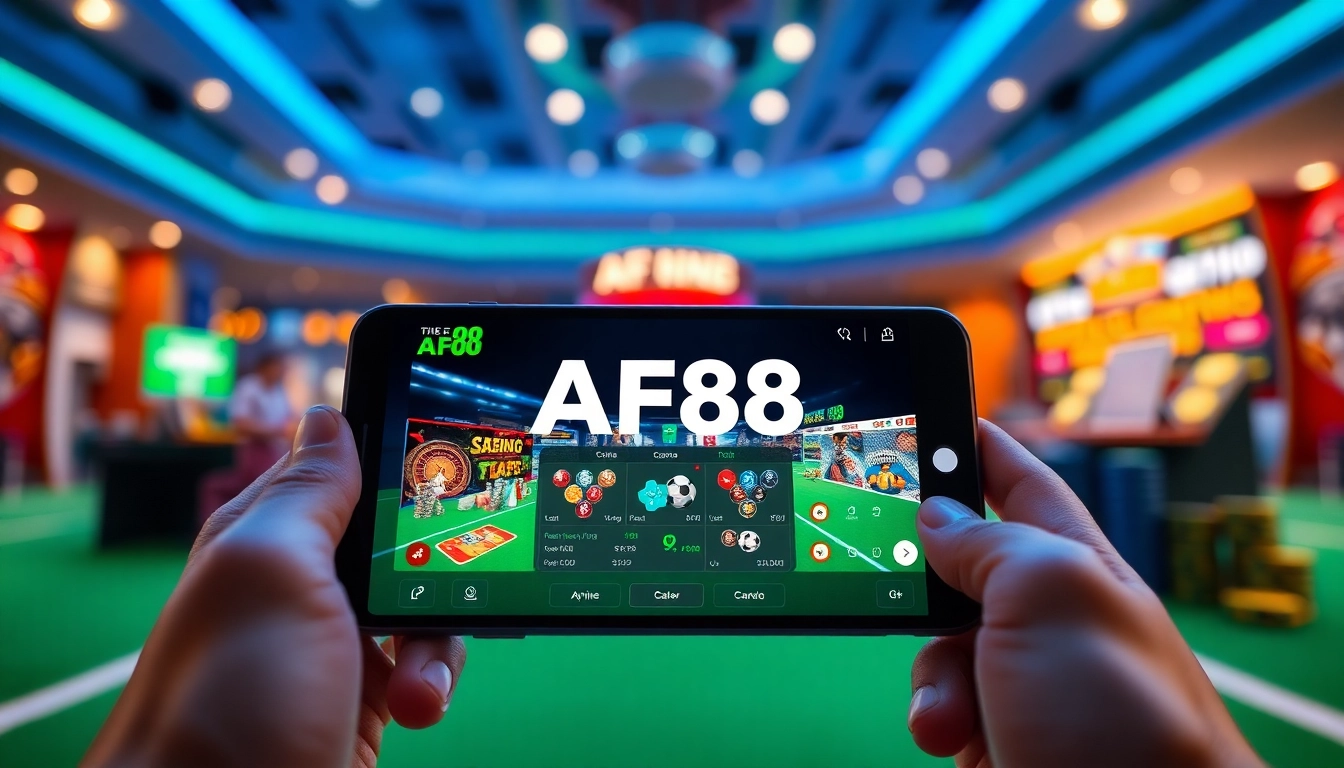 Experience AF88 with a seamless mobile gaming interface showcasing betting features and promotions.