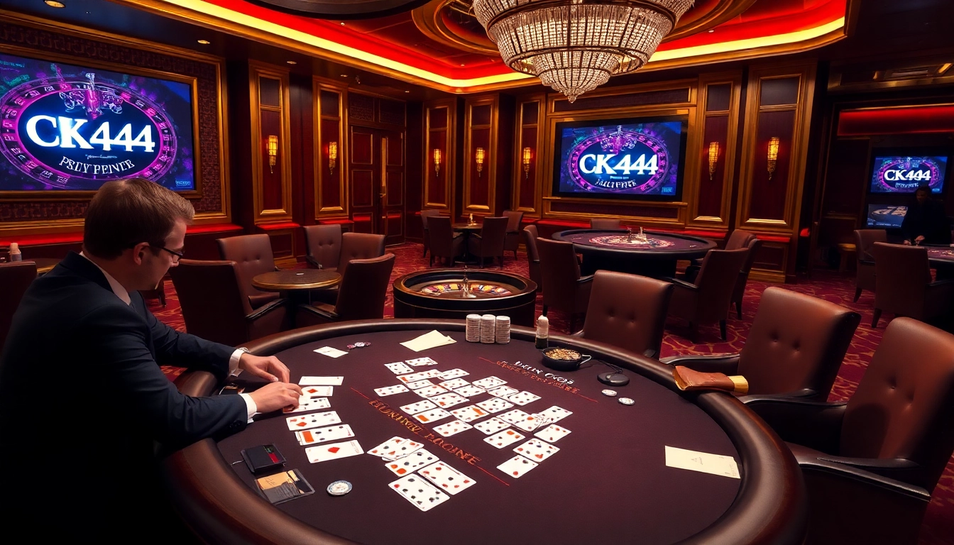 CK444 poker table showcasing professional gameplay and vibrant casino atmosphere.