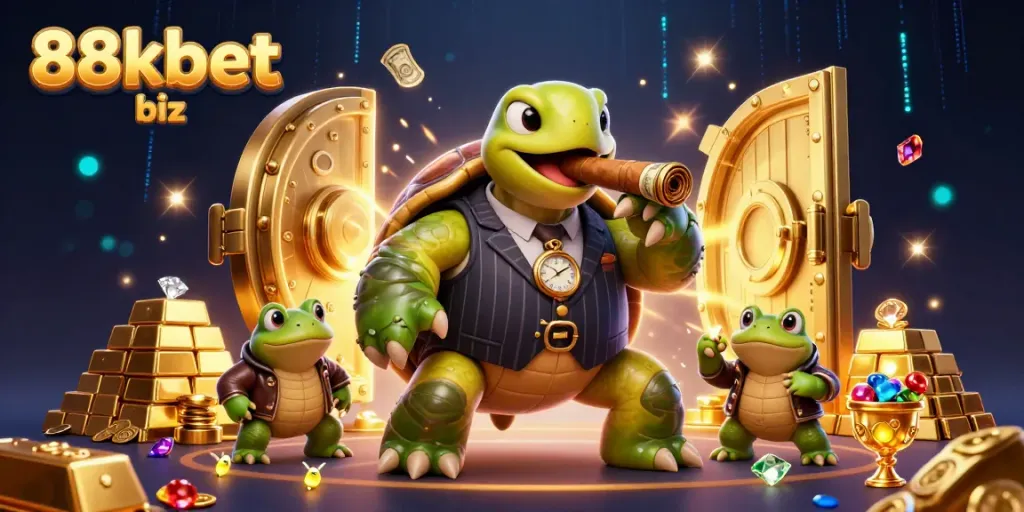 Engage with 88kbet biz through an exciting 3D casino scene featuring vibrant characters and rich visuals.