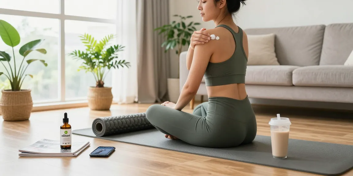 caliweed topical application for post-workout wellness and recovery, featuring natural CBD cream and vibrant living room setting.