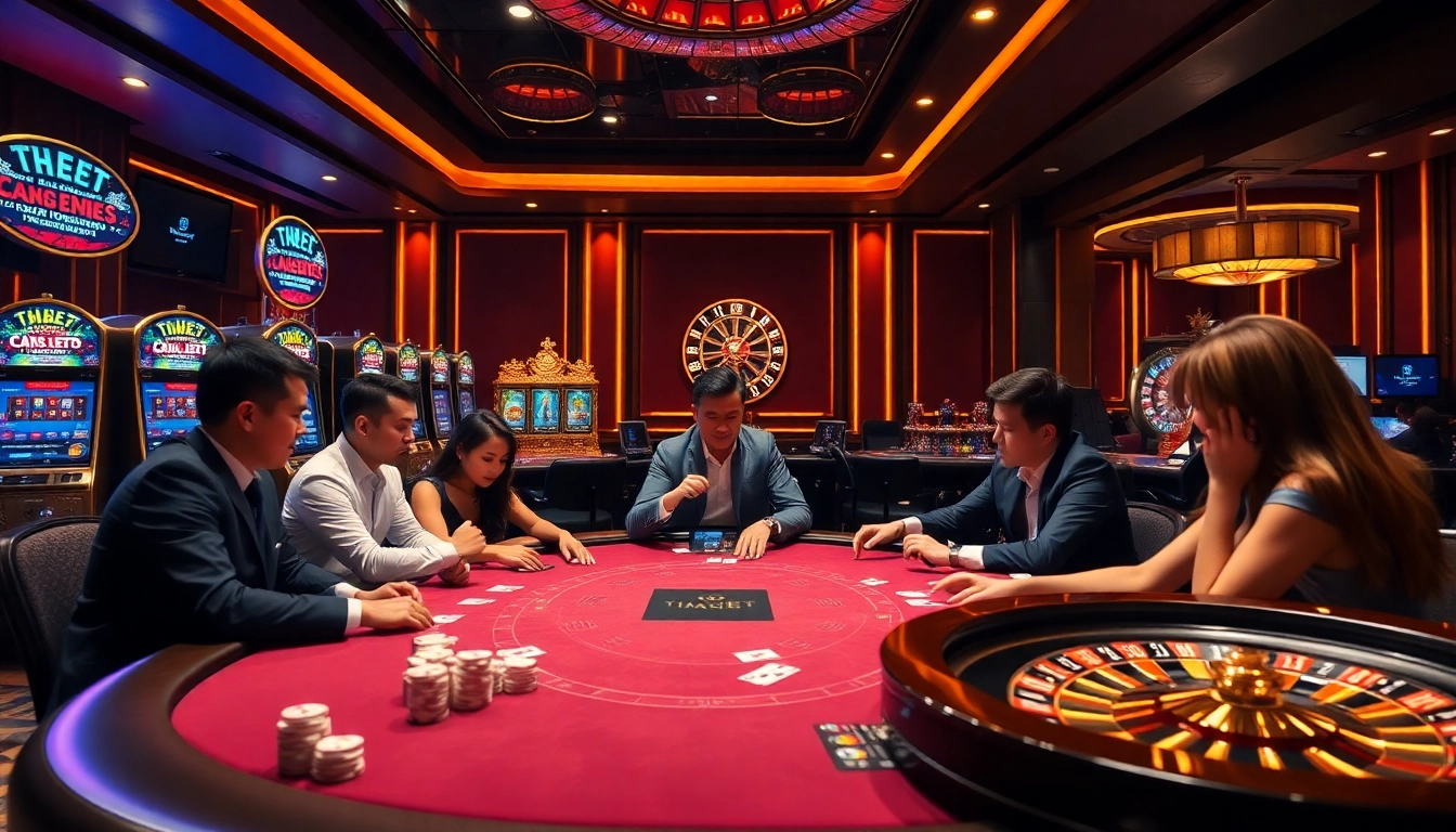 Engage in an exciting poker game at THABET casino with vibrant tables and thrilling atmosphere.