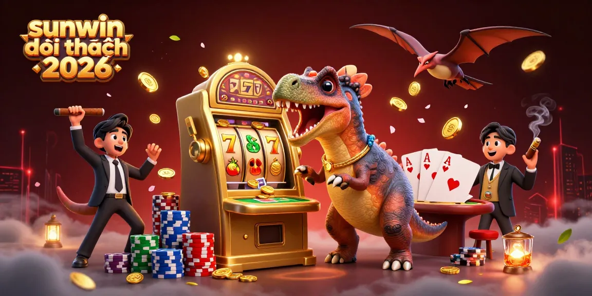 Experience the excitement of sunwin đổi thưởng 2026 with dynamic cartoon characters at a bustling casino scene.