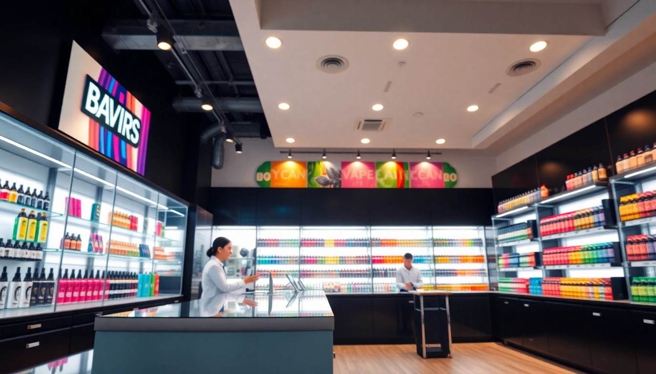 Explore the vibrant vape shop, featuring an array of vape products and friendly customer service.
