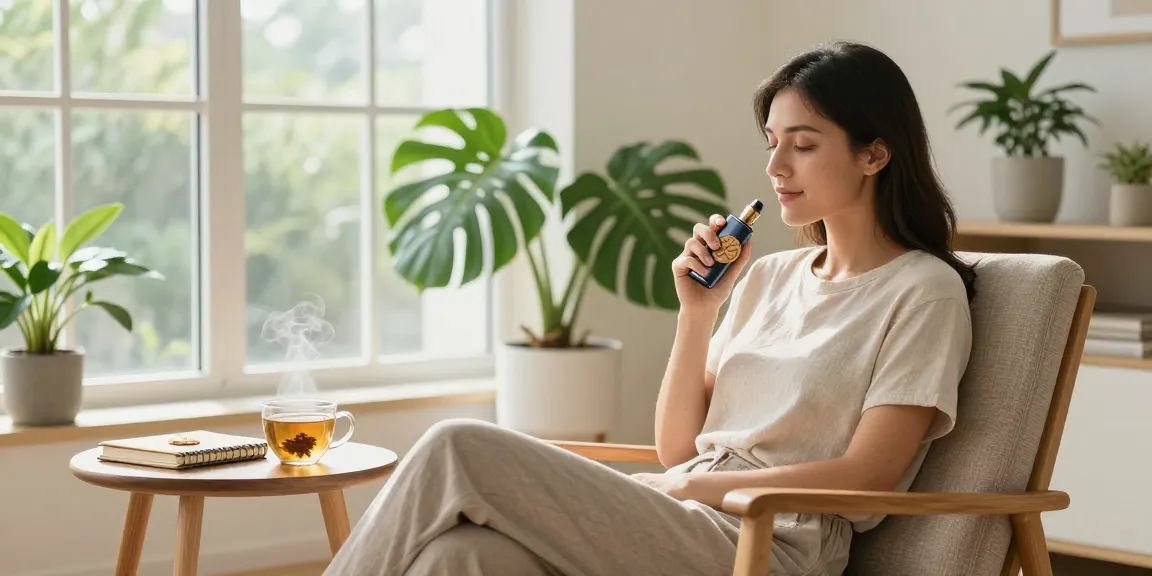 Cookies vape device in serene wellness setting with natural elements and a calming atmosphere.