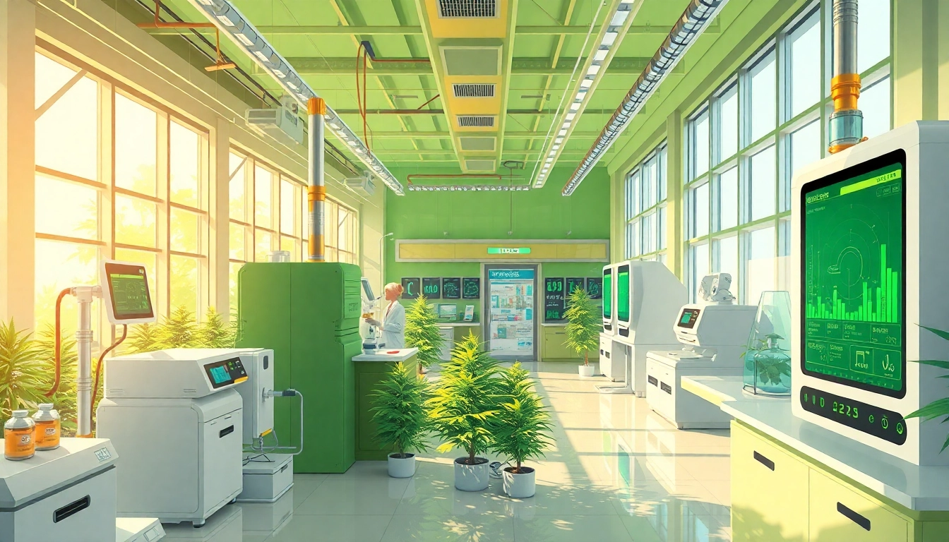 GEEK THC laboratory showcasing advanced technology and vibrant cannabis plants.