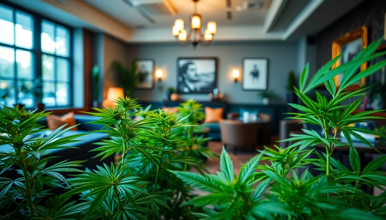 Kommen Sie ins cannabis club hamburg und genießen Sie entspannte Atmosphäre mit üppigem Grün.