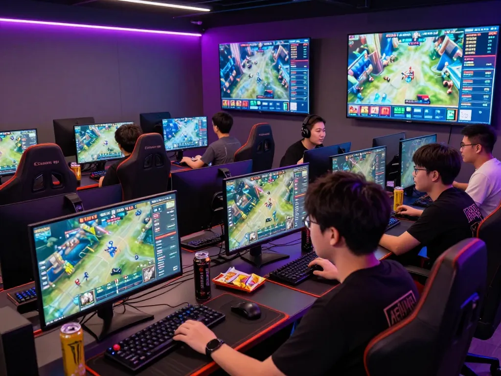 Enthusiastic gamers engaged in esports betting Singapore with vibrant monitors displaying odds and match stats.