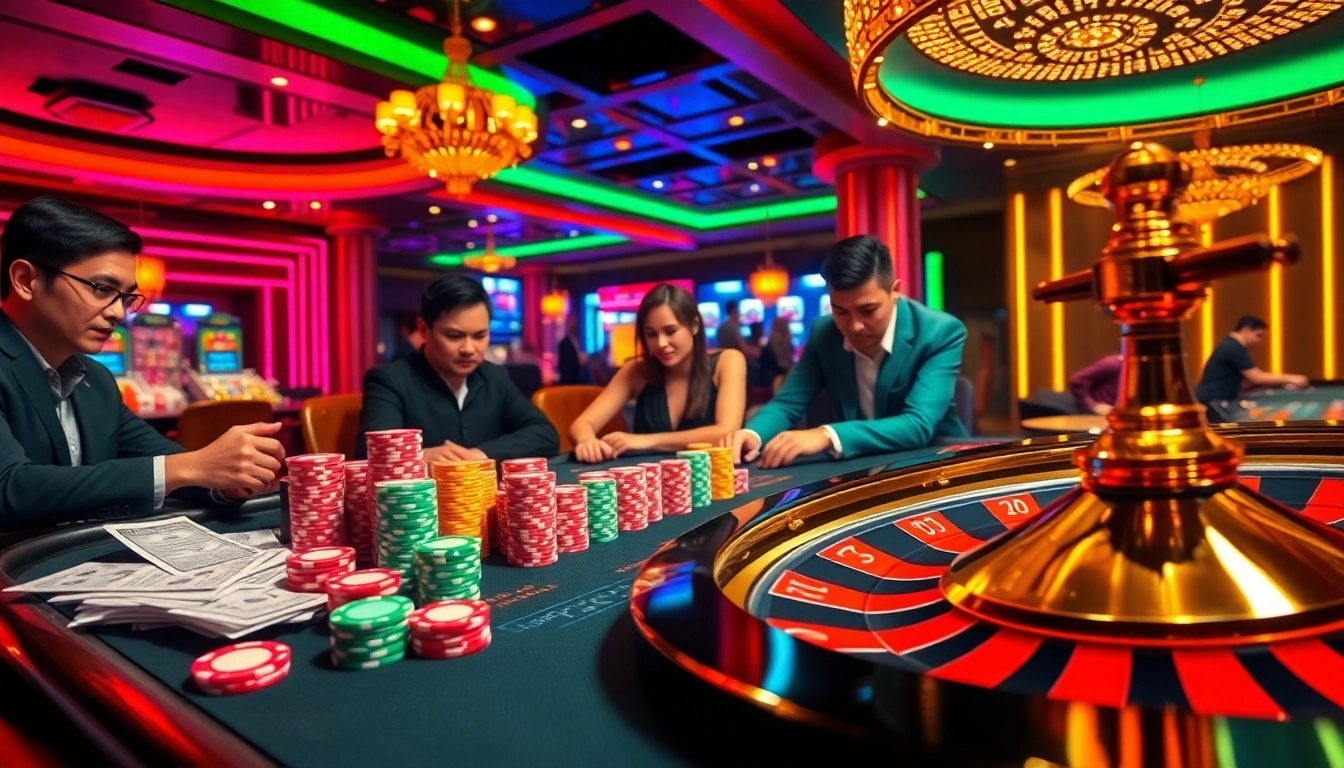 Berinteraksi dengan adegan Sumo Togel yang penuh warna yang menampilkan kegembiraan kasino taruhan tinggi dengan slip taruhan dan chip poker.