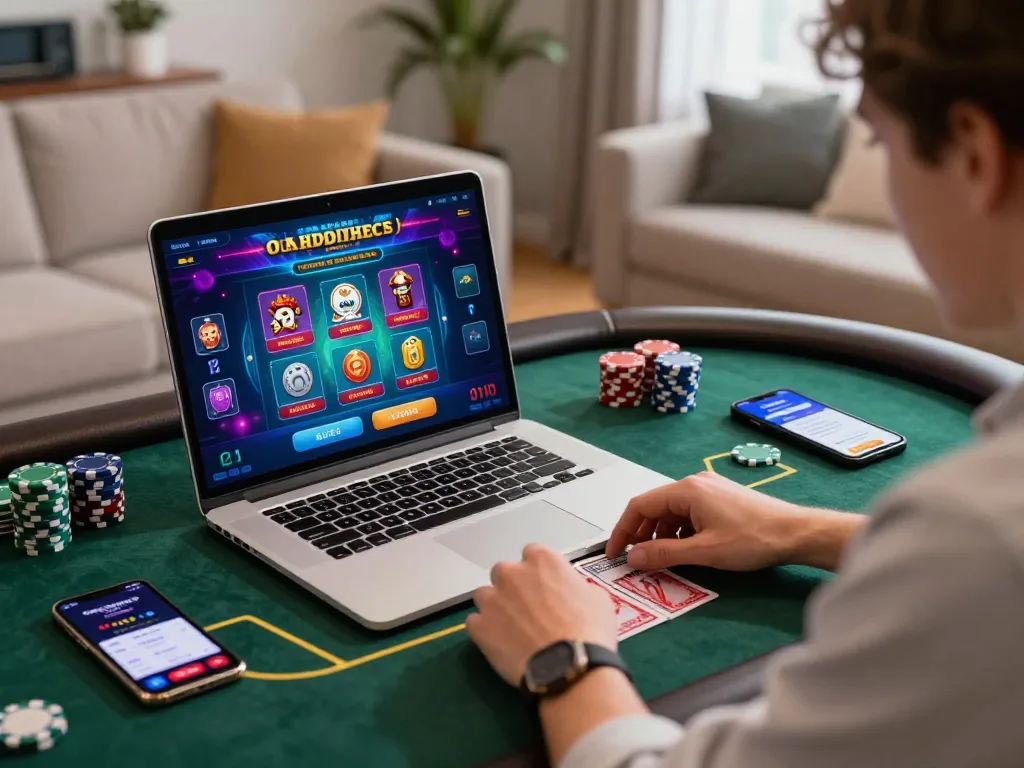 Engaging online gambling scene with 8kbet gameplay and virtual casino elements in a vibrant atmosphere.