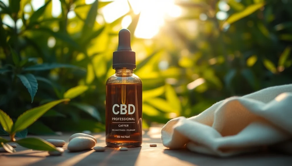 Promote relaxation with CBD Oil bottle in a natural setting surrounded by greenery.