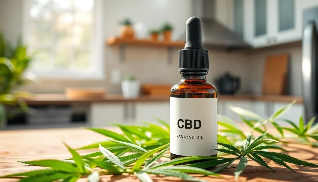 Showcase quality CBD Oil with vibrant hemp leaves in a natural setting.