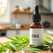 Showcase quality CBD Oil with vibrant hemp leaves in a natural setting.