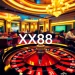 Experience thrilling gambling action at XX88 casino featuring vibrant tables and chips.