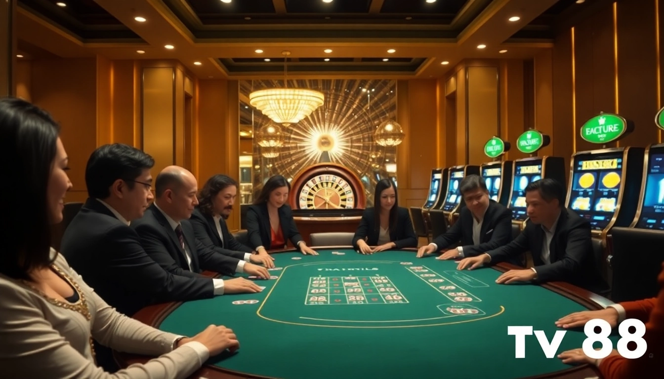 Exciting casino scene featuring TV88 with engaged players at a poker table.