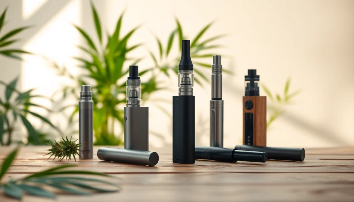 Showcasing elegant cannabis vape devices in a serene setting.