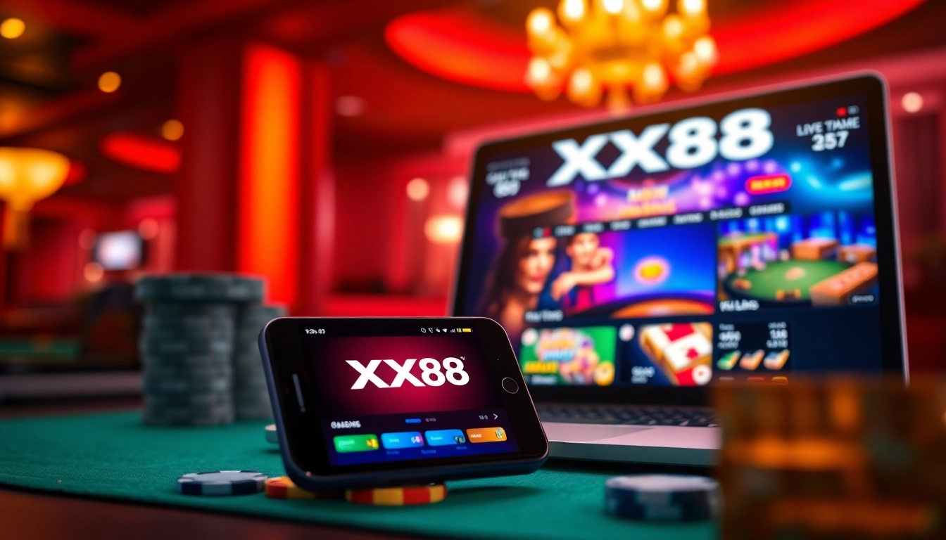 Dynamic scene of XX88 casino gaming interface showcasing excitement and innovation.