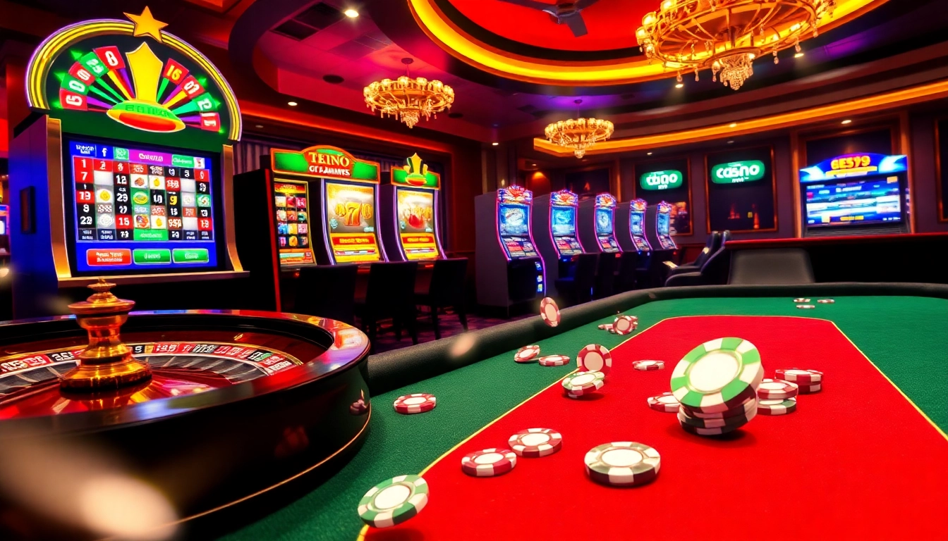 Players engaging at a vibrant tg88 casino table, showcasing poker chips and roulette excitement.