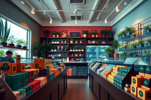 Browse a well-organized Weed Store featuring quality cannabis products.