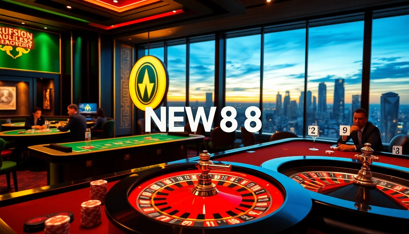 Enjoying high-stakes gaming at NEW88 Casino with vibrant roulette and poker action.