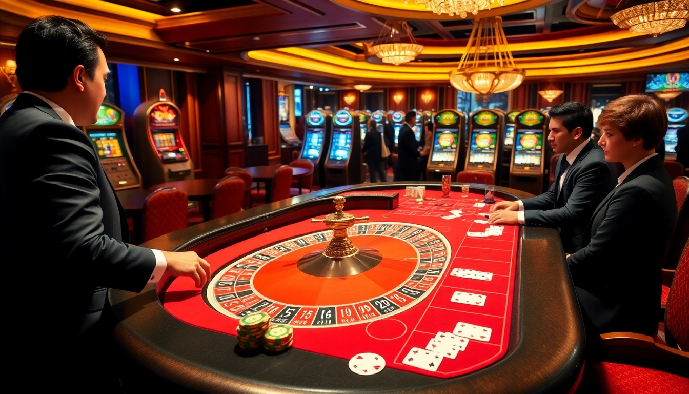 High-stakes betting at Superbet casino featuring roulette, poker chips, and slot machines.