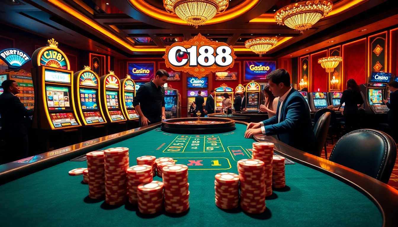 C168 players enjoying a vibrant casino atmosphere with excitement at the gaming table.