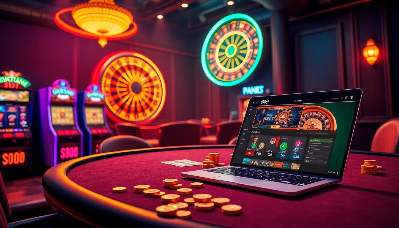 Engage with the thrilling atmosphere of 9Dbet's online casino, including poker tables and slot machines.