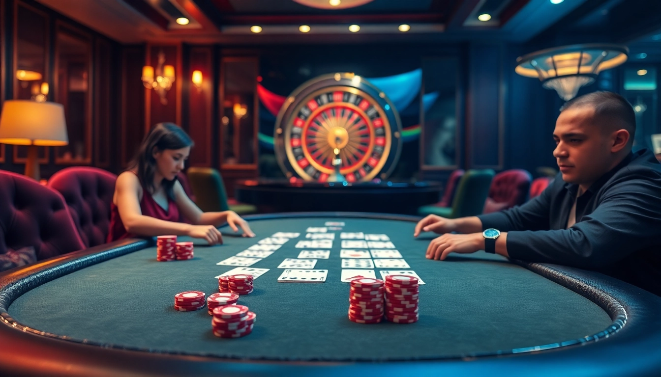 Bongdalu enhancing your gaming experience at a luxurious casino table with poker chips.