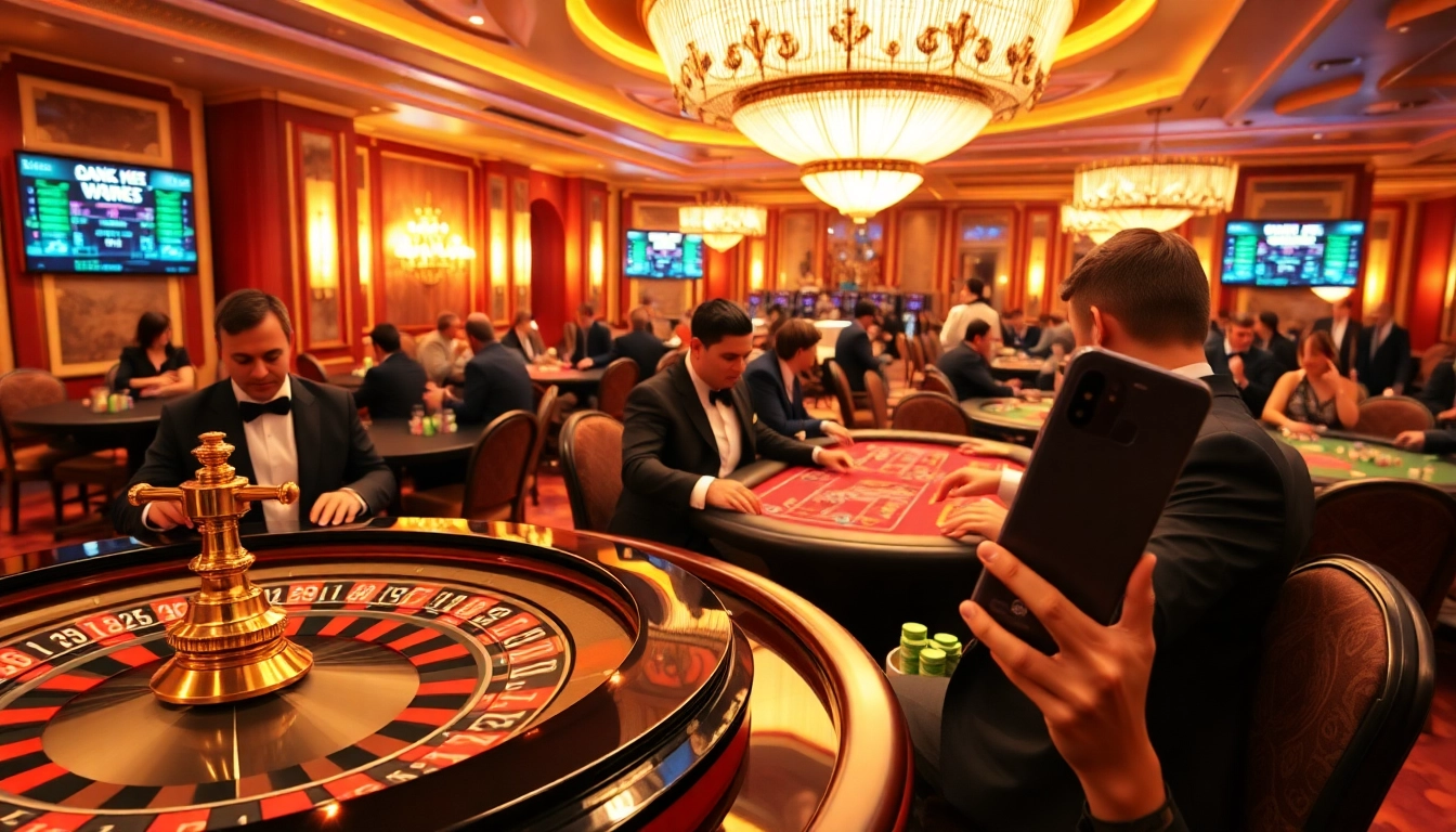 Experience the thrill of S8 gaming in a luxurious casino with players focused on roulette and poker.