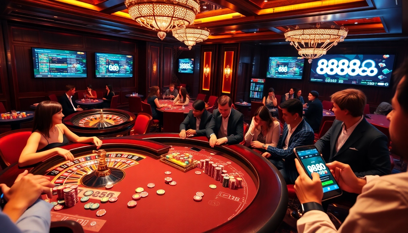 Engage in thrilling gambling action at https://888newco.com/ with a luxurious casino scene featuring poker and roulette.