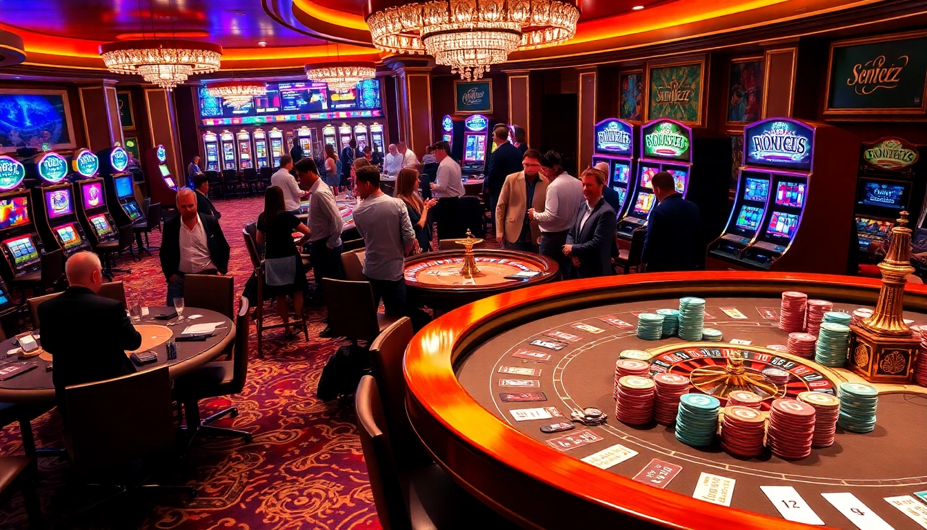 Experience the excitement of Jeetbuzz at a vibrant casino featuring poker, roulette, and slot machines.