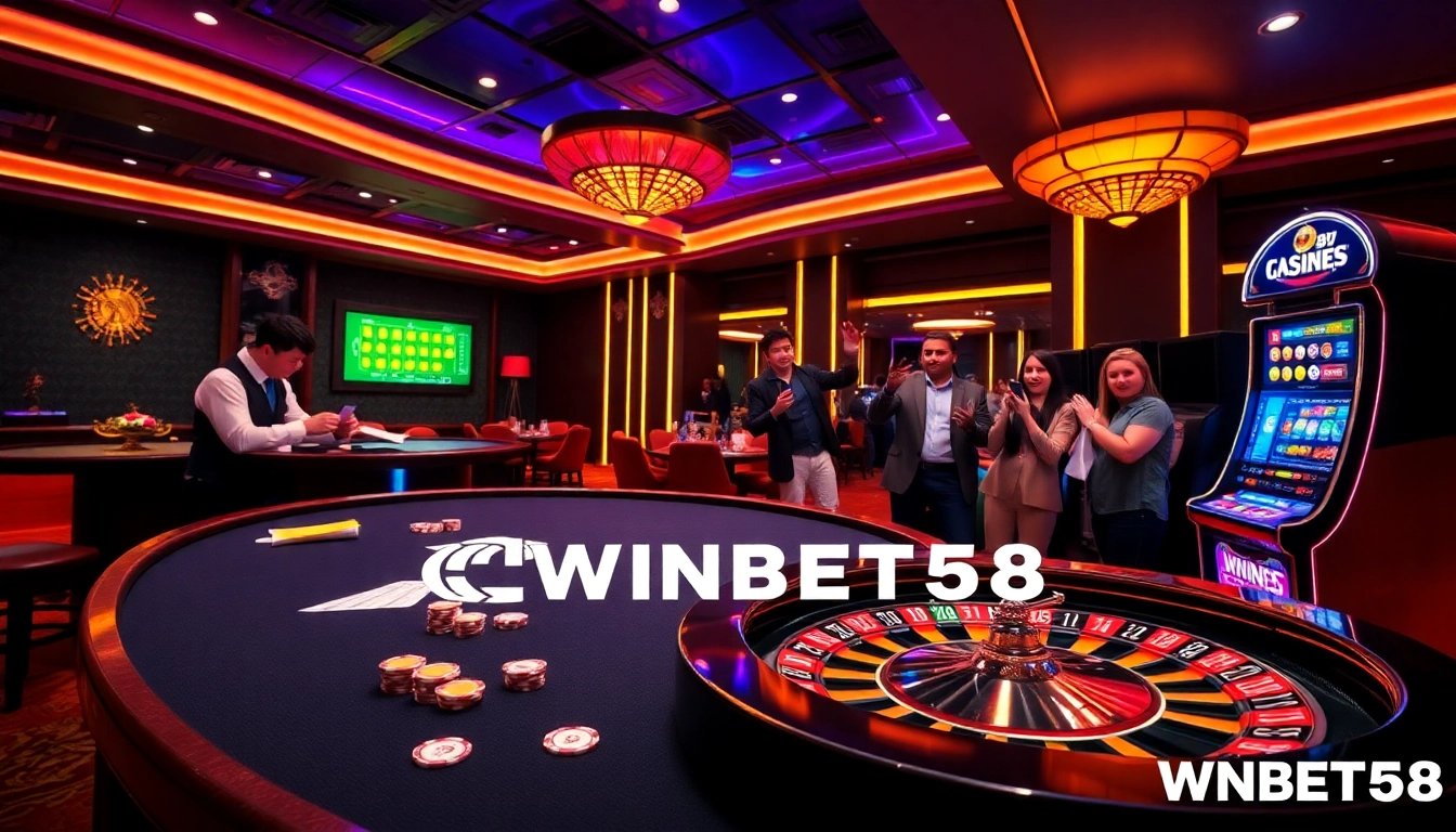Experience the excitement of WINBET58 with players enjoying thrilling casino games in an engaging environment.