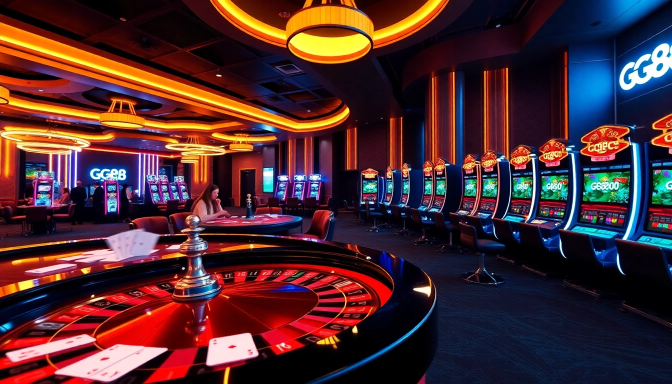 Experience the excitement of online gaming at GG88 with vibrant casino elements.