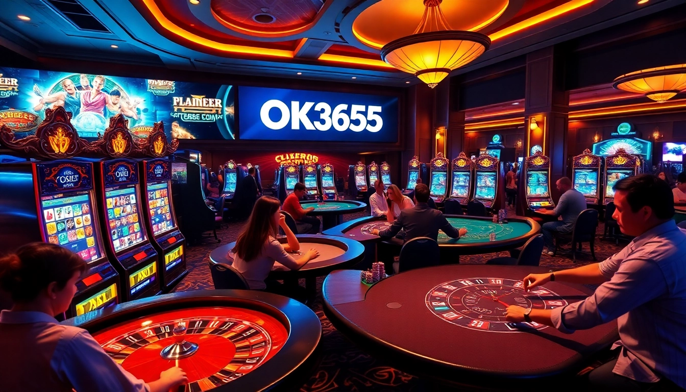 Players enjoying an exciting game of poker at OK365 Casino.