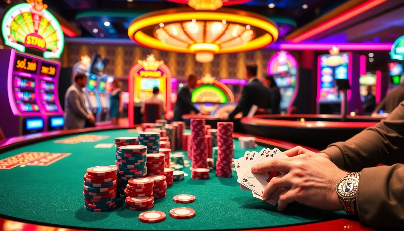 Winning at ku win casino with vibrant poker chips and exciting gameplay atmosphere.