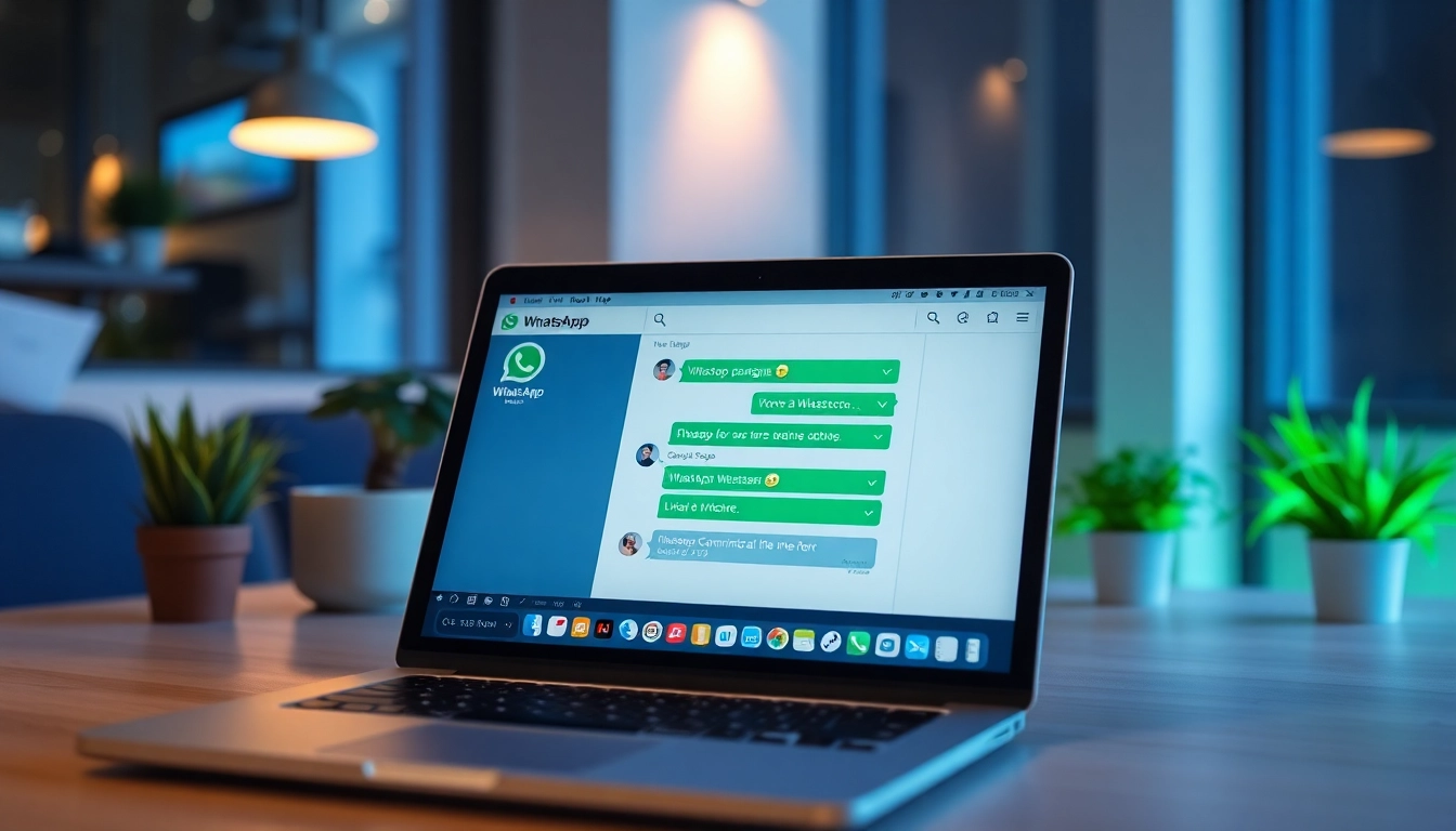 在快连官网上展示消息、语音通话和位置共享等功能的 WhatsApp Web 应用。