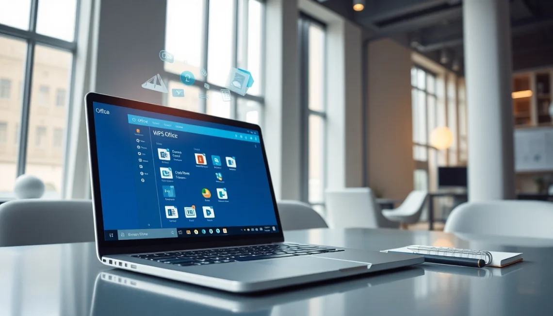 专业工作区中现代笔记本电脑上的 WPS Office 界面。