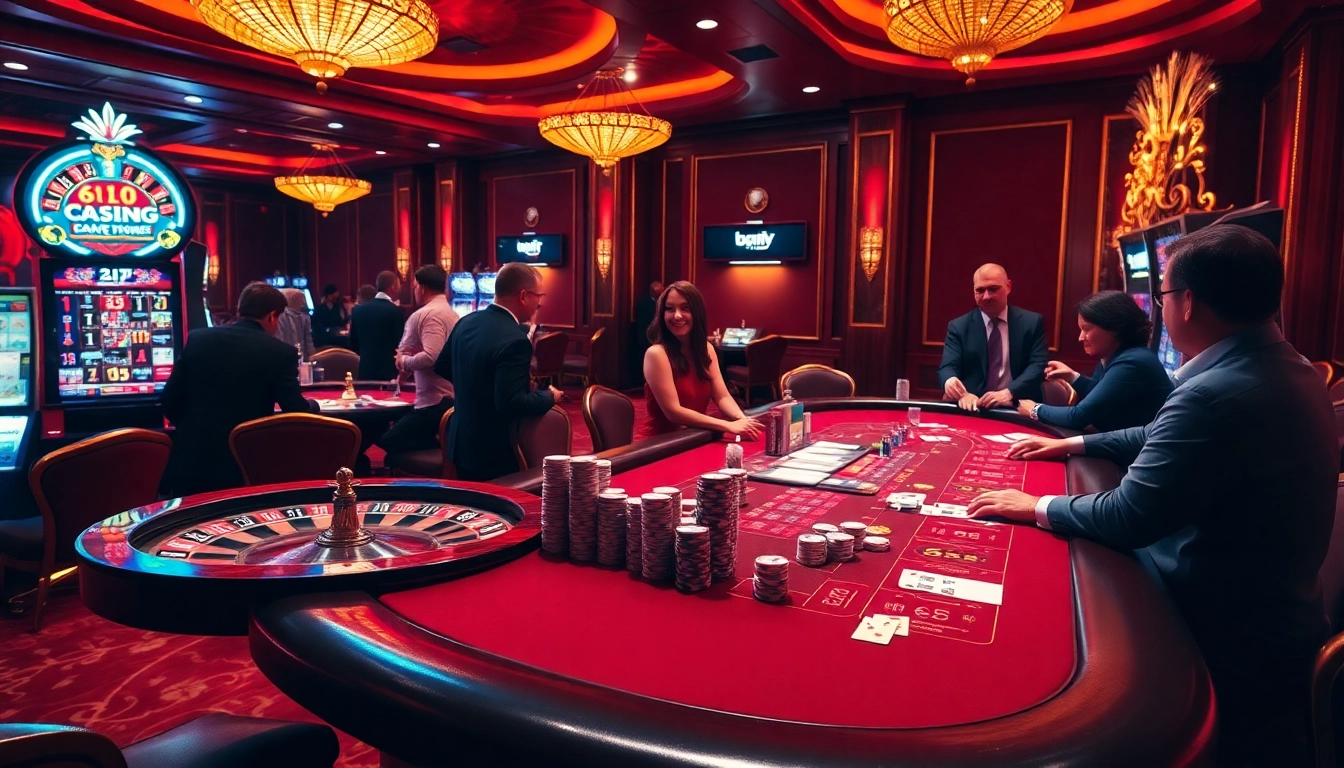 Xo88 casino game scene featuring players at a blackjack table with vibrant poker chips.