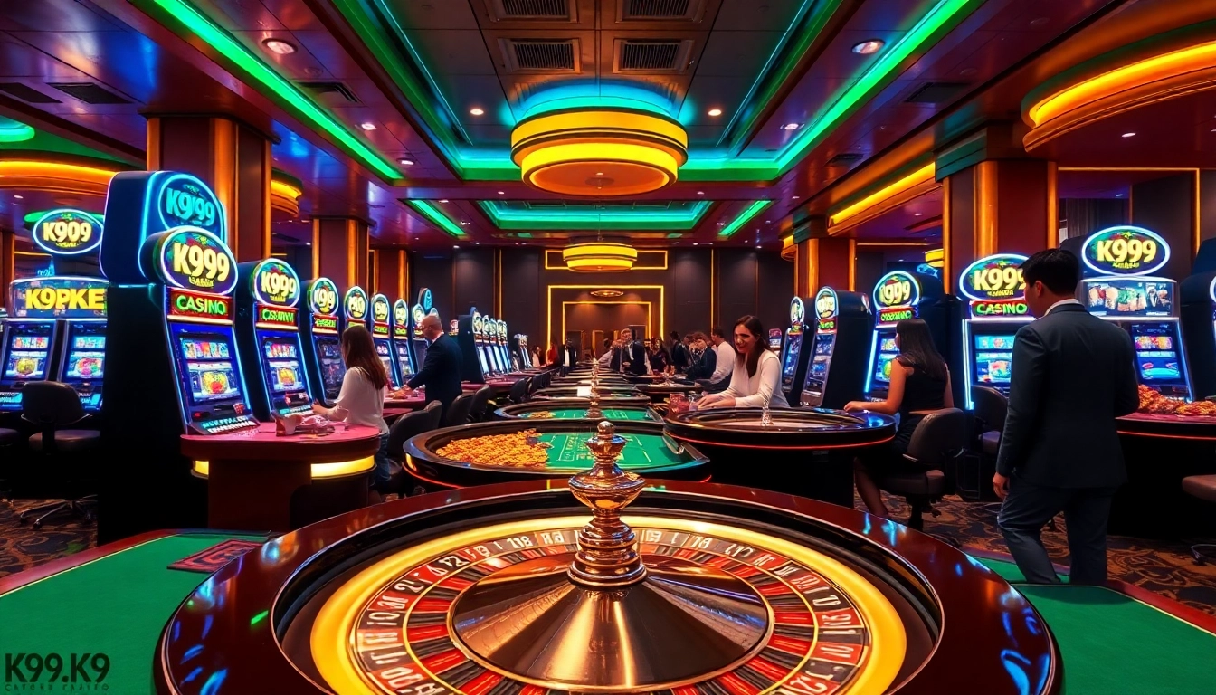 K9K9 Casino players enjoying thrilling games at a luxurious gambling venue.