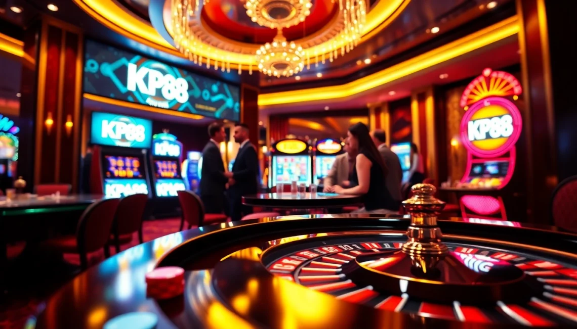 Experience the excitement of KP88 casino with vibrant slot machines and professional gaming tables.