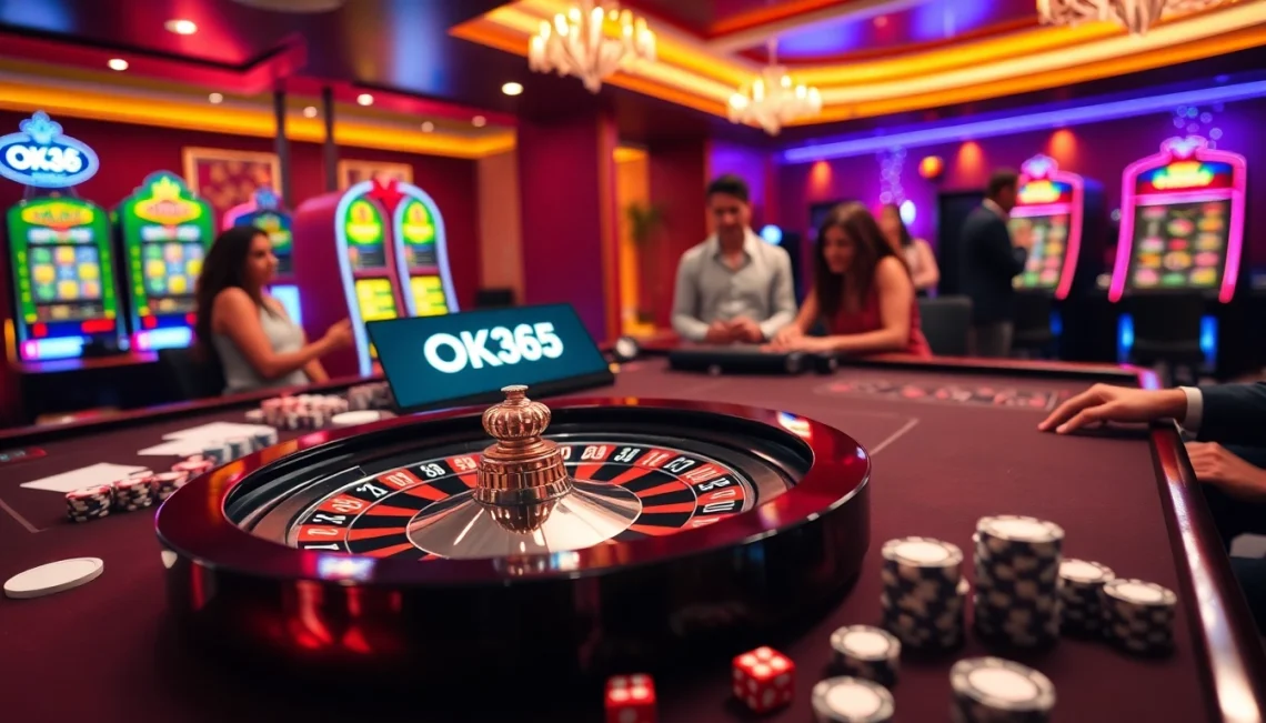 Gamblers enjoying a thrilling time at OK365's luxurious online casino.